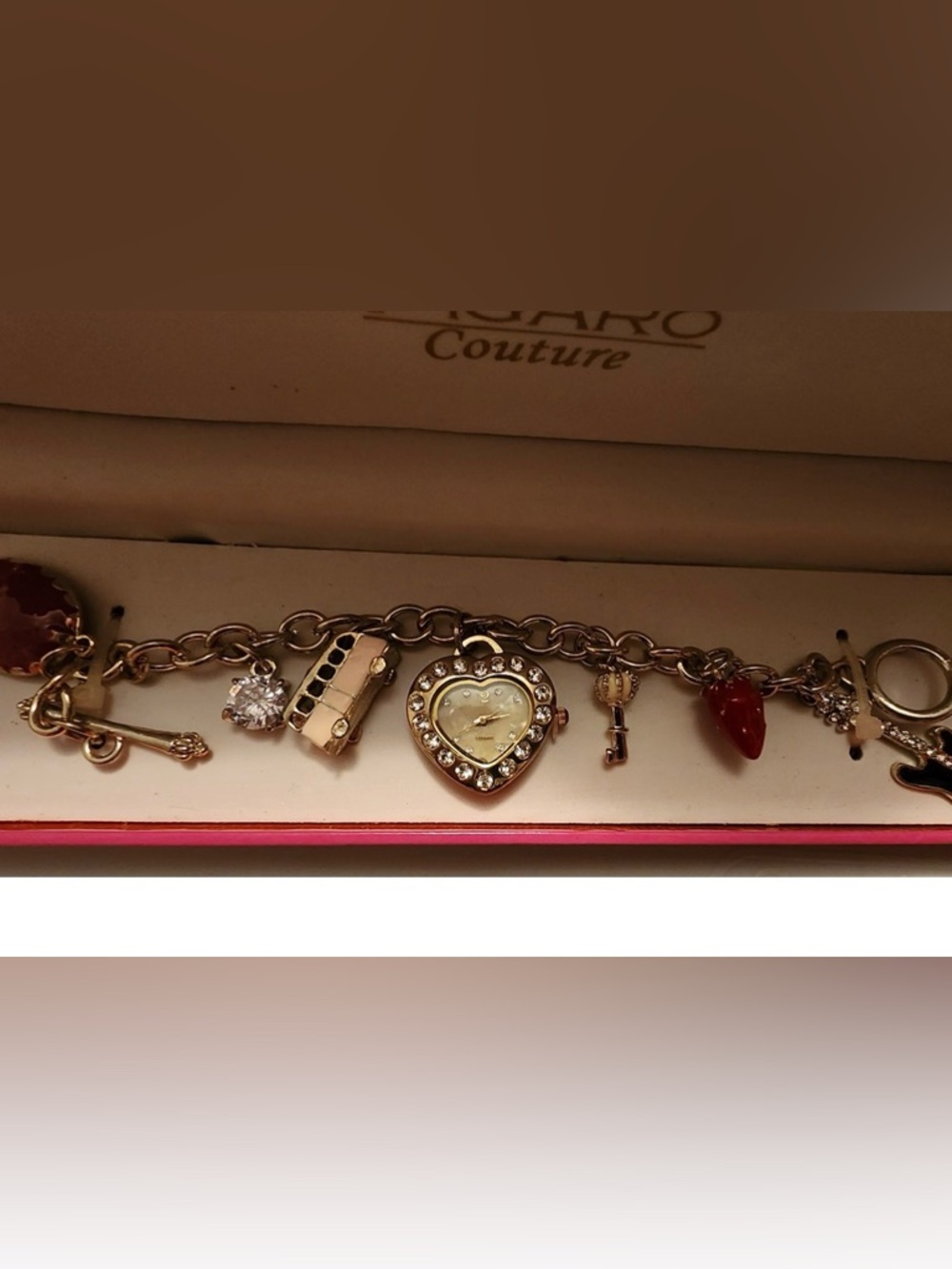 Contour Charm Watch Bracelet in Gold and Red by